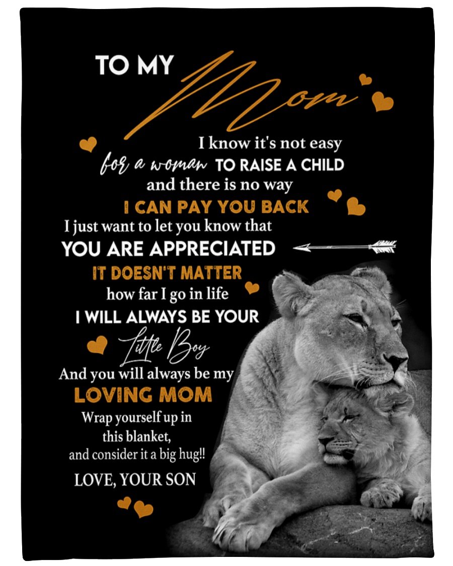 To My Mom You Are Appreciated, Fleece Blanket – Quilt Blanket, Mother’s Day Gift From Son, Meaningful Mother’s Day Gift, Home Decor Bedding Couch Sofa Soft and Comfy Cozy