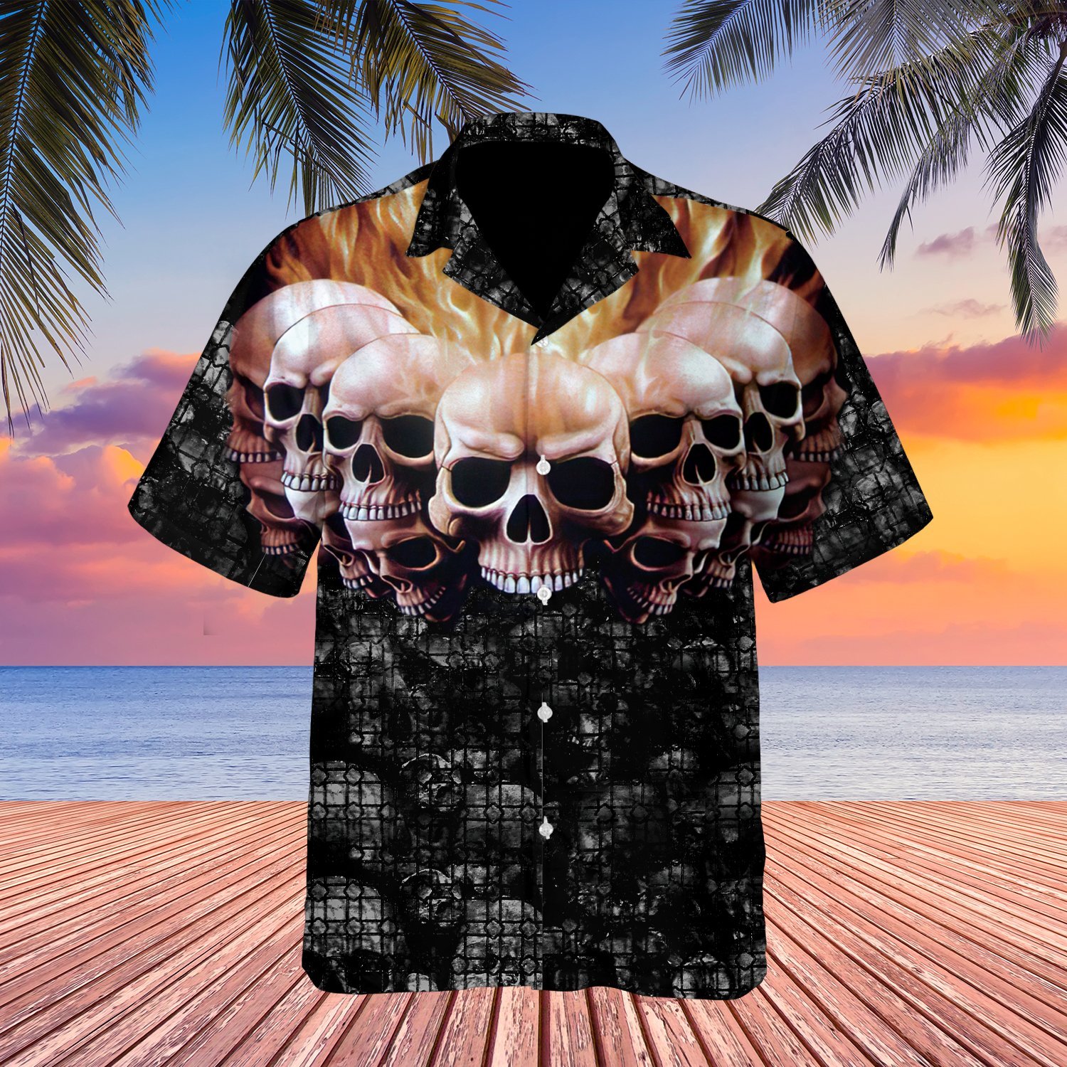 Burning Skull Halloween Hawaii Shirt For Men Women Adult Ha10254