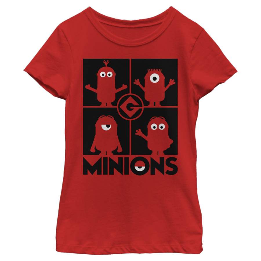 Despicable Me Girl’s Minions Silhouette Grid  T Shirt