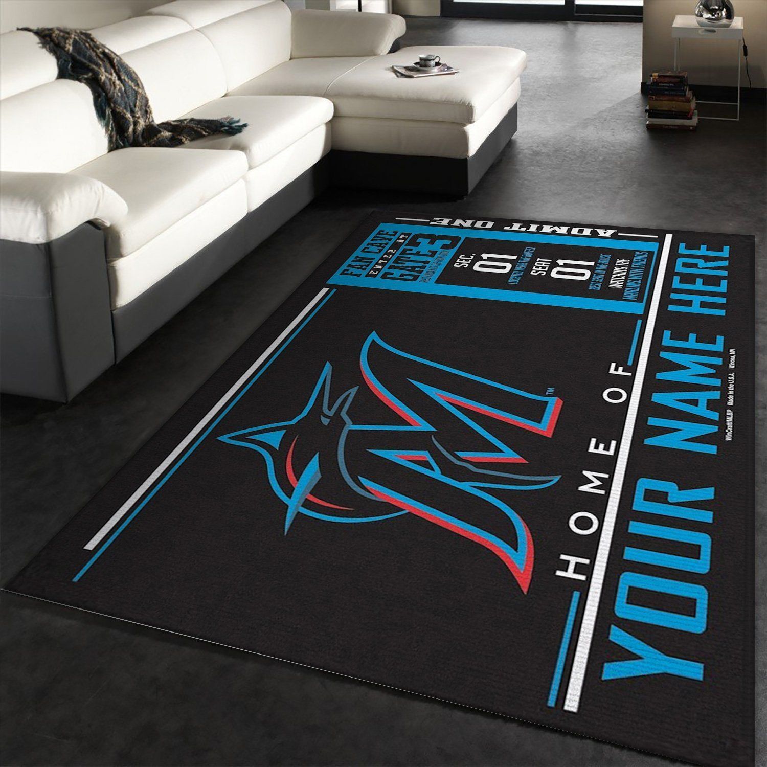 Customizable Miami Marlins Wincraft Personalized Area Rug Living Room Rug Christmas Gift Us Decor