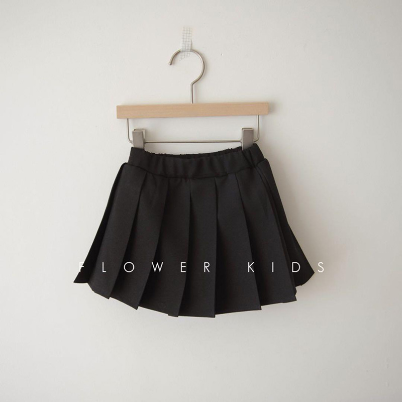 Summer Spring Girls Pleated Skirt Toddler Skort For Baby Kids Skirt Children Clothes Fashion Preppy Style Pleated Black 1-13Y alx