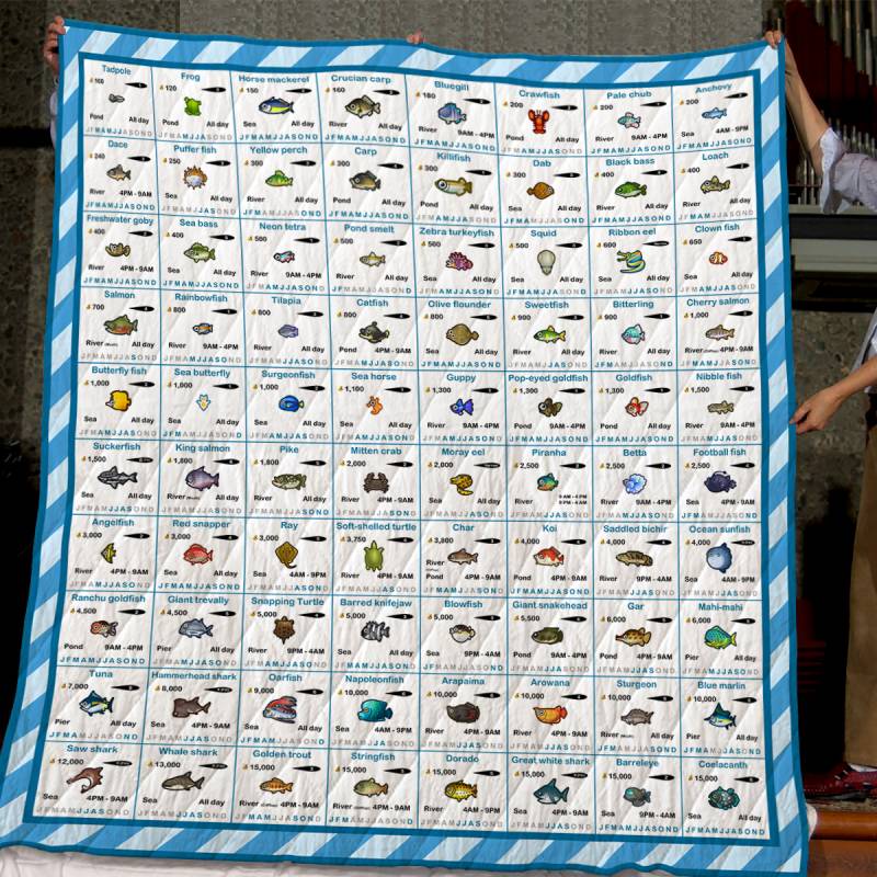 [TA] – Animal Crossing Northern Hemisphere Fish Quilt Blanket