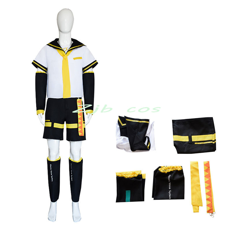 Anime cosplay costume Rin Len cosplay costume Halloween Party Uniform Yellow Wigs Christmas Gifts Tops+Shorts alx