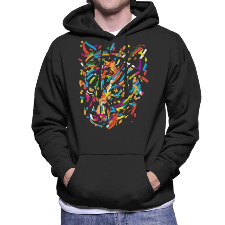 Colourful Leopard Smudges Men’s Hooded Sweatshirt