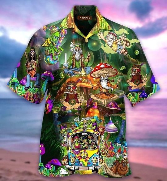 Hippie Hawaii Graphic Print Short Sleeve Hawaii Casual Shirt Ha74527