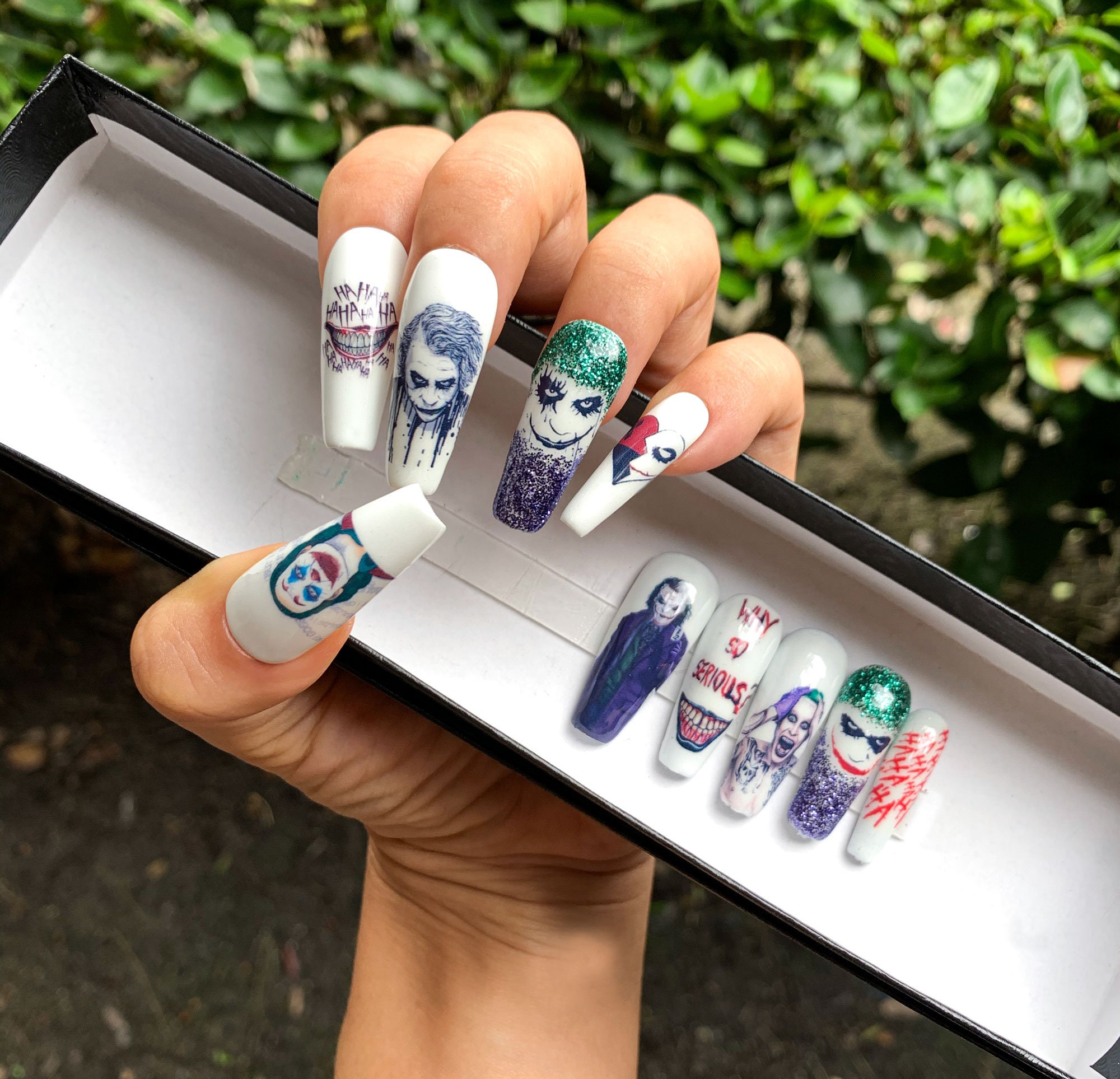 Joker Press on Nails – Custom Made Nails – DIY Nails – Fake Nails – False Nails – Glue on Nails – Press On – Halloween Nails -HotpressNailco