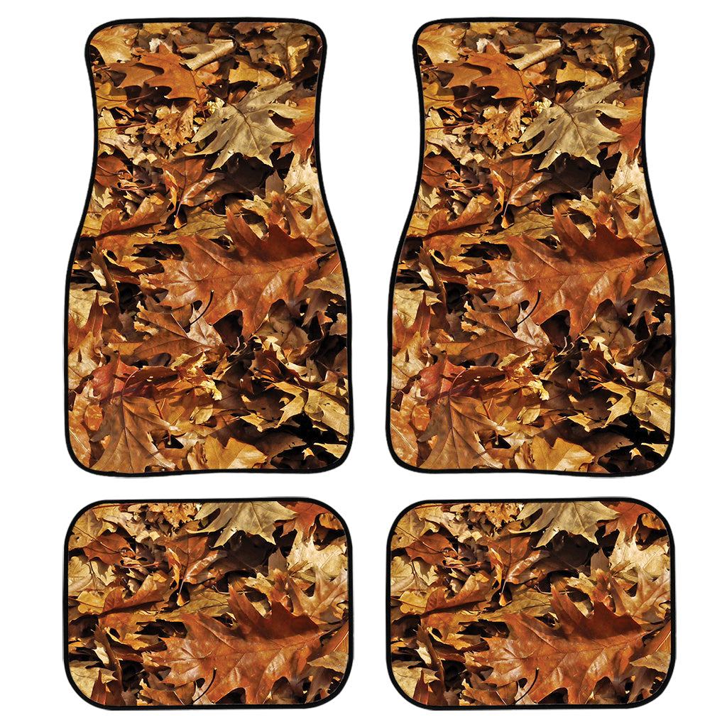 Fall Leaves Hunting Camouflage Print Front And Back Car Floor Mats, Front Car Mat