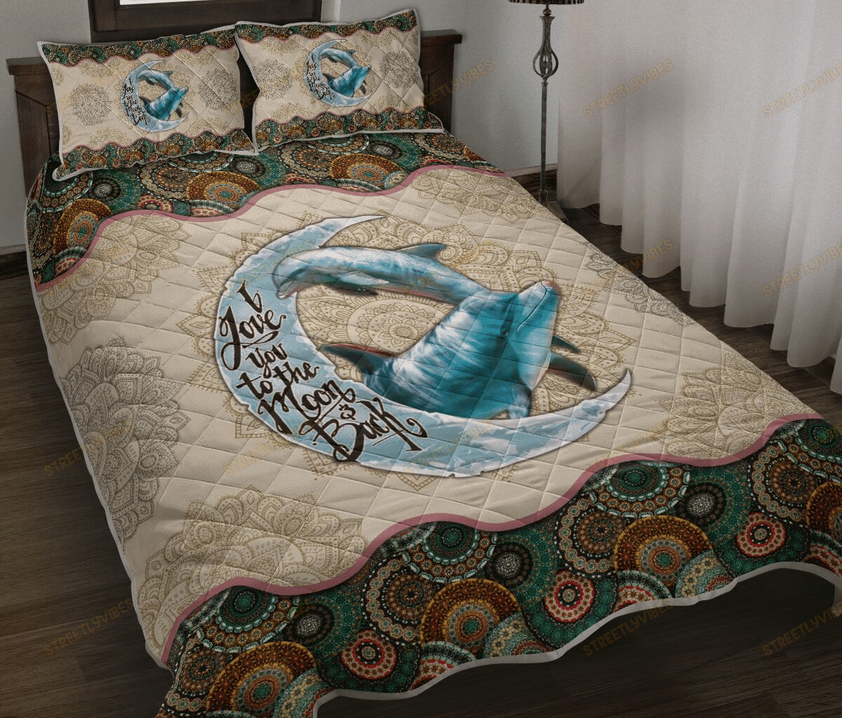 Dolphin Vintage Mandala Quilt Bedding Set