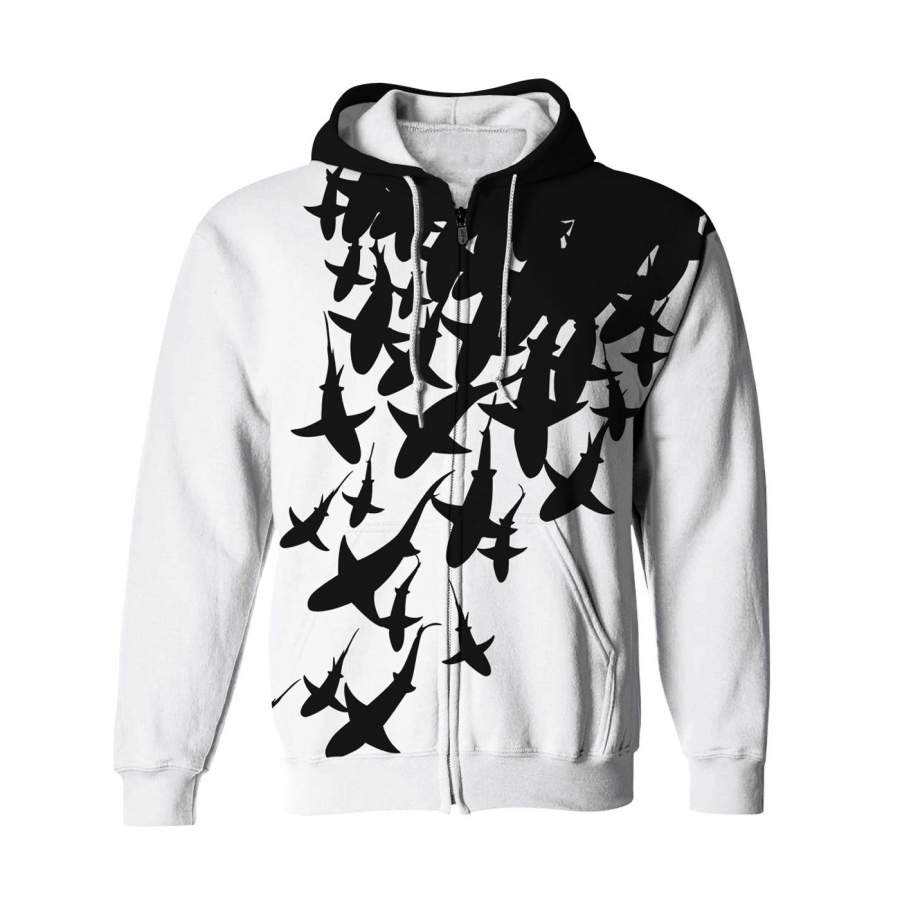 Swarm Of Sharks Zip Up Hoodie