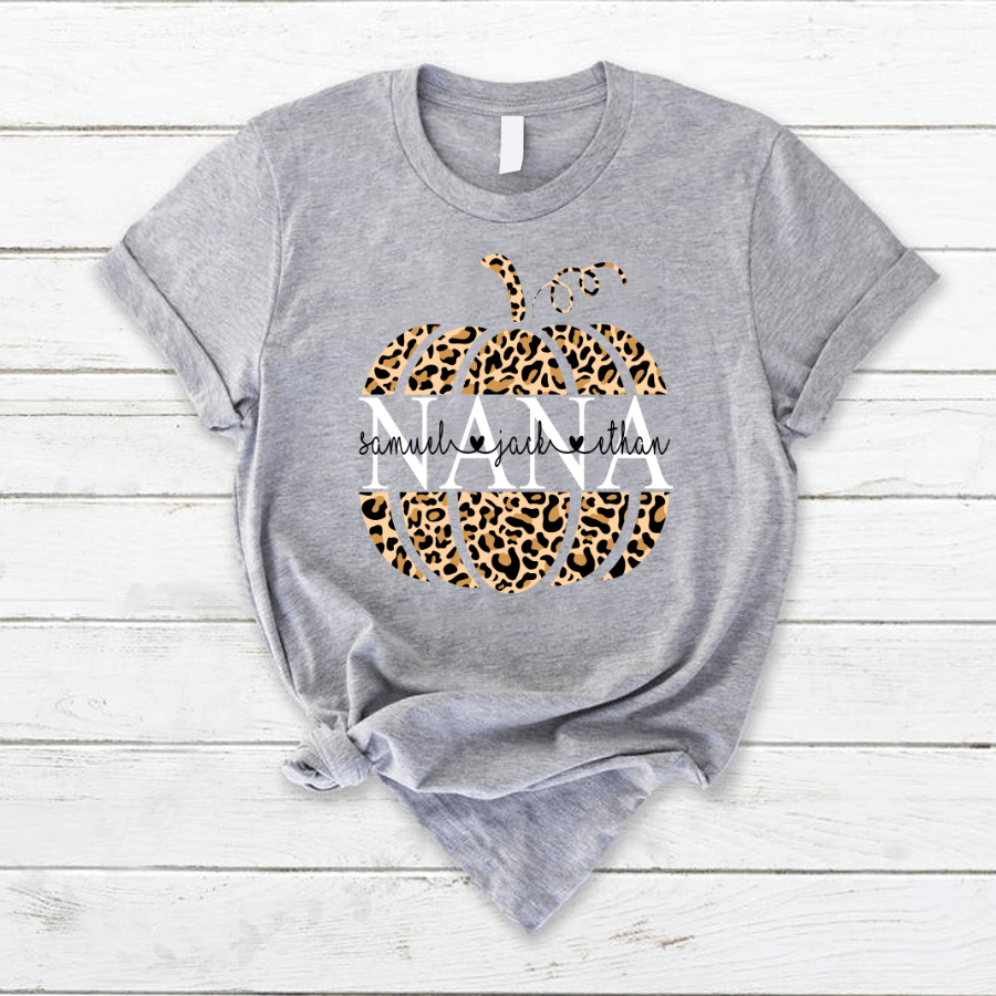 Leopard Pumpkin Mimi Kids Names Shirt