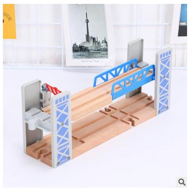 Wooden Train Tracks Railway Toys Set Wooden Double Deck Bridge Wooden Accessories Overpass Model Kid’s Toys Children’s Gifts alx