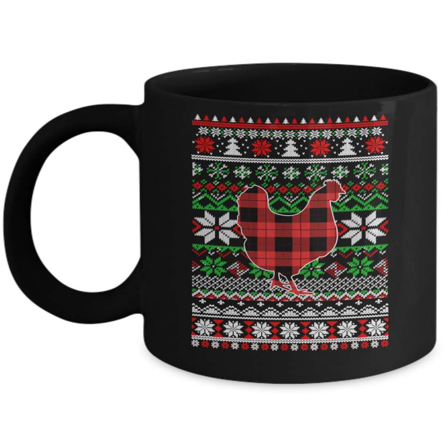 Chicken Red Plaid Ugly Christmas Sweater Funny Gifts Mug