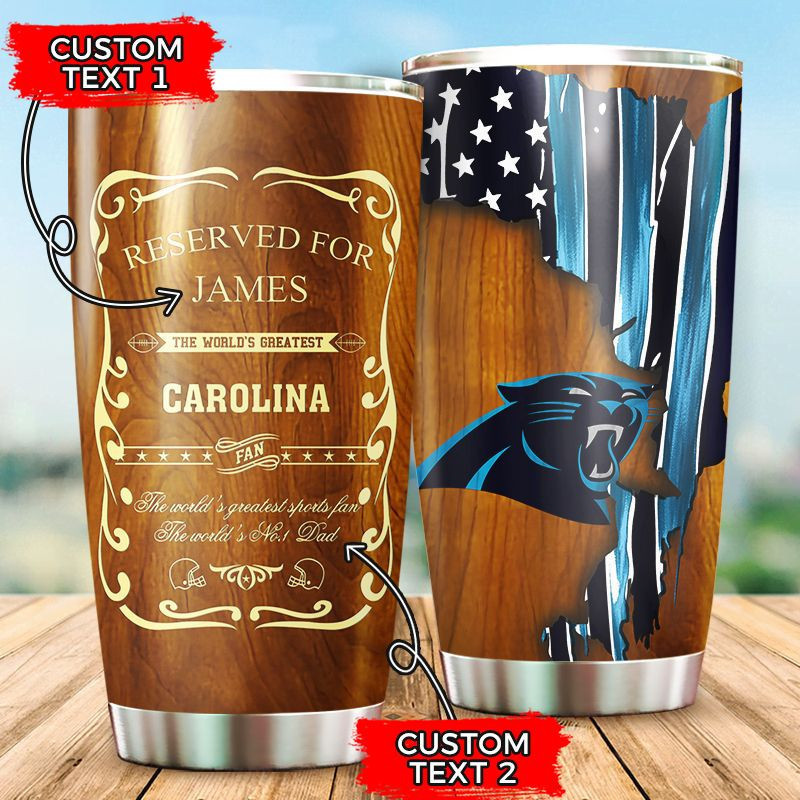 Personalized Carolina Panthers All Over Print 3D Tumbler – Wood