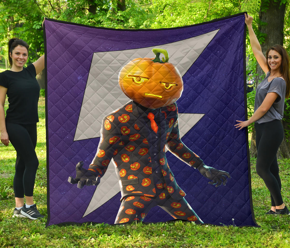 Fortnite Game Premium Quilt – Jack Gourdon Halloween Pumpkin Skin Outfit Quilt Blanket