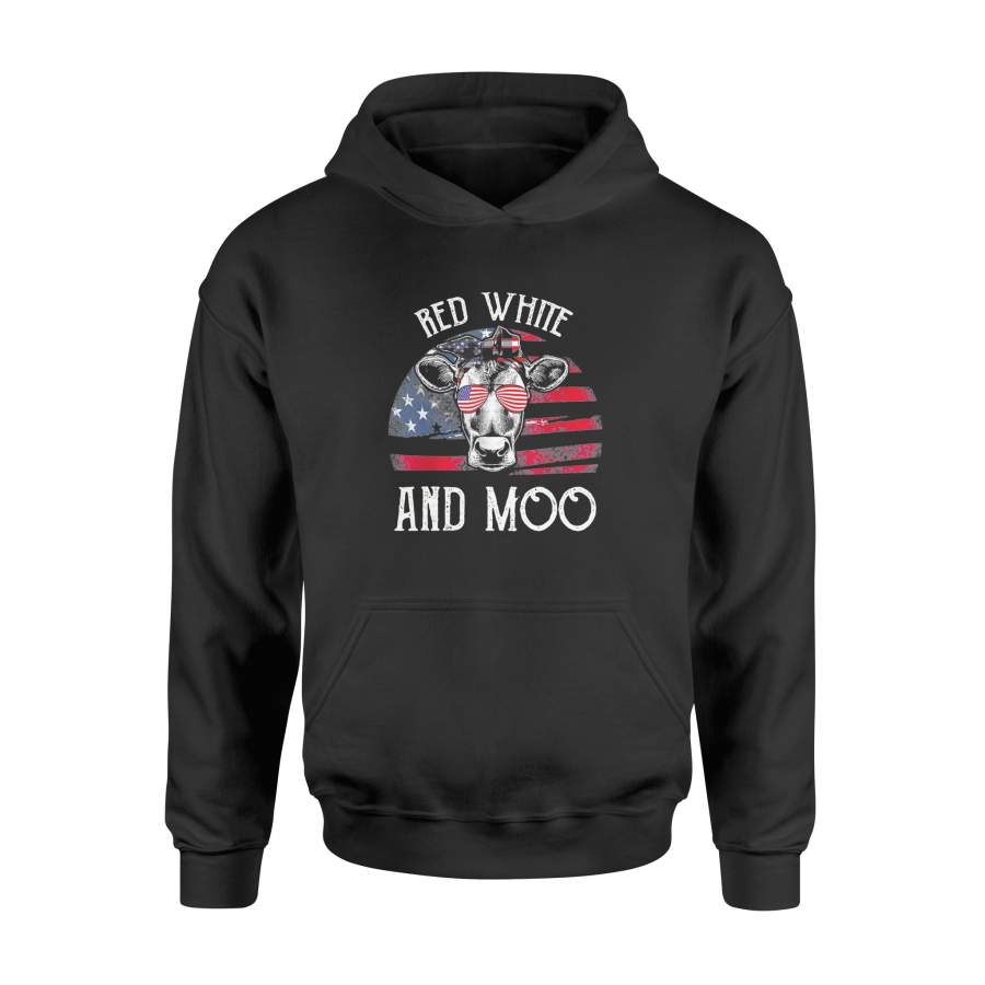 4th of July Cow USA Flag Red White And Moo Shirt – Standard Hoodie