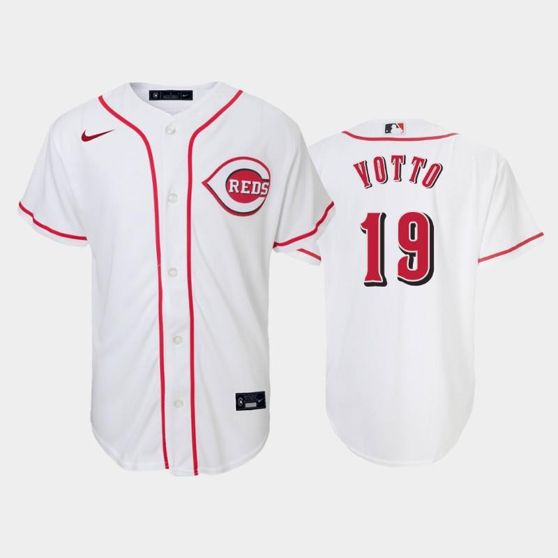 19 Joey Votto Youth Reds Home White Jersey