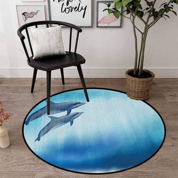 Dolphins Couple Limited Edition Round  Sku 268519 Rug