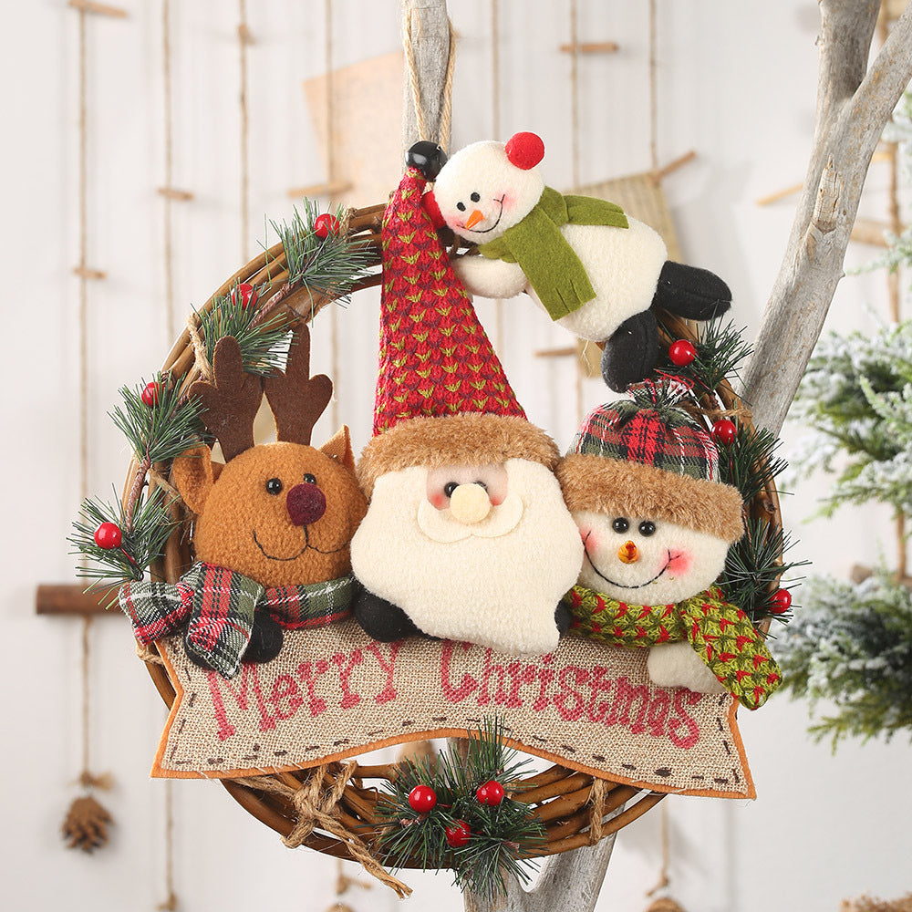 Christmas Tree Home Ornament Santa/Deer/Snowman Rattan Garland