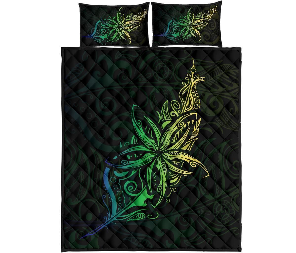 New Zealand Light Silver Fern x Frangipani Tattoo Quilt Bedding Sets