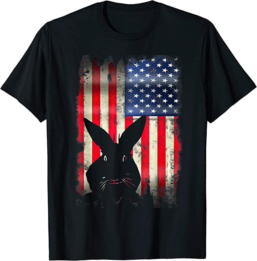 Rabbit Bunny USA American Flag 4th of July Patriotic Gift T-Shirt