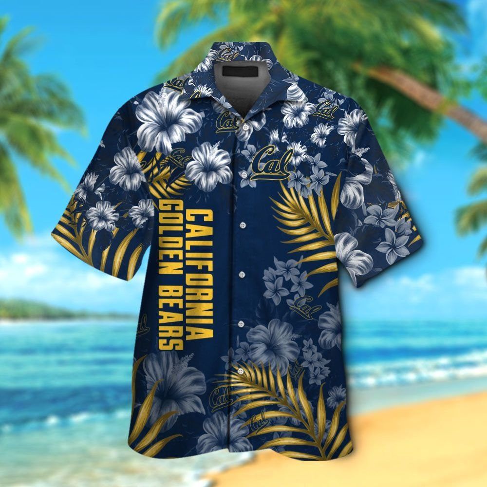 NCCA California Golden Bears Blue Flowers Hawaiian Shirt