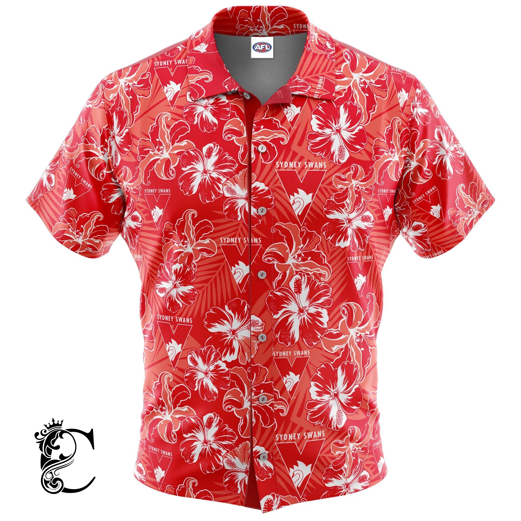 Afl Sydney Swans ‘Floral’ Hawaiian Shirt