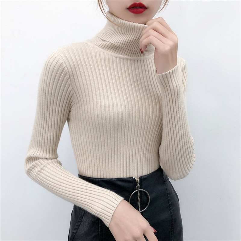 2022 Spring Autumn Winter Women Sweater Solid Turtleneck Female Casual Pullover Full Sleeve Warm Soft Knitted ladyoffice 6033 alx