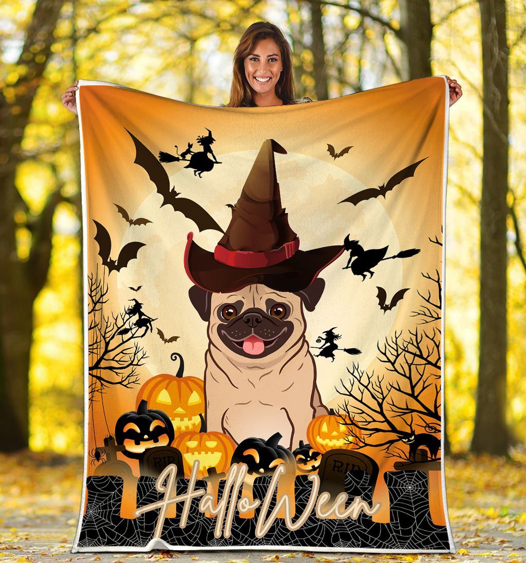 Pug Halloween – Dog Fleece Blanket – Quilt Blanket