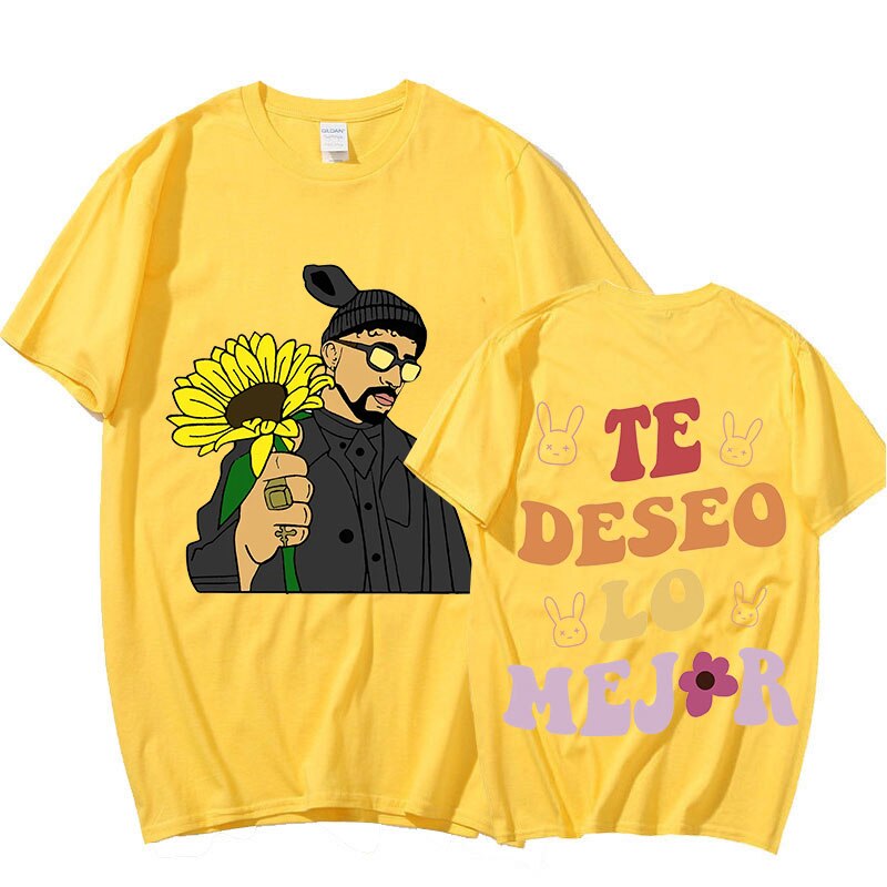 2022 Bad Bunny El Ulitimo Tour Del Mundo Tour Te Deseo Lo Mejor Print Tshirt Streetwear Oversized Short Sleeve T-shirt Unisex alx