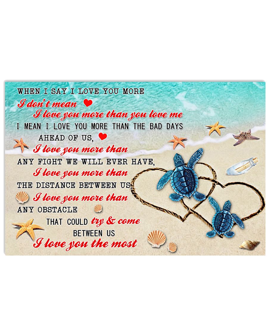 Sea Turtle I Love You The Most Gift For Couple Poster Print, Canvas Print Wall Art, Canvas Poster Wall Decor