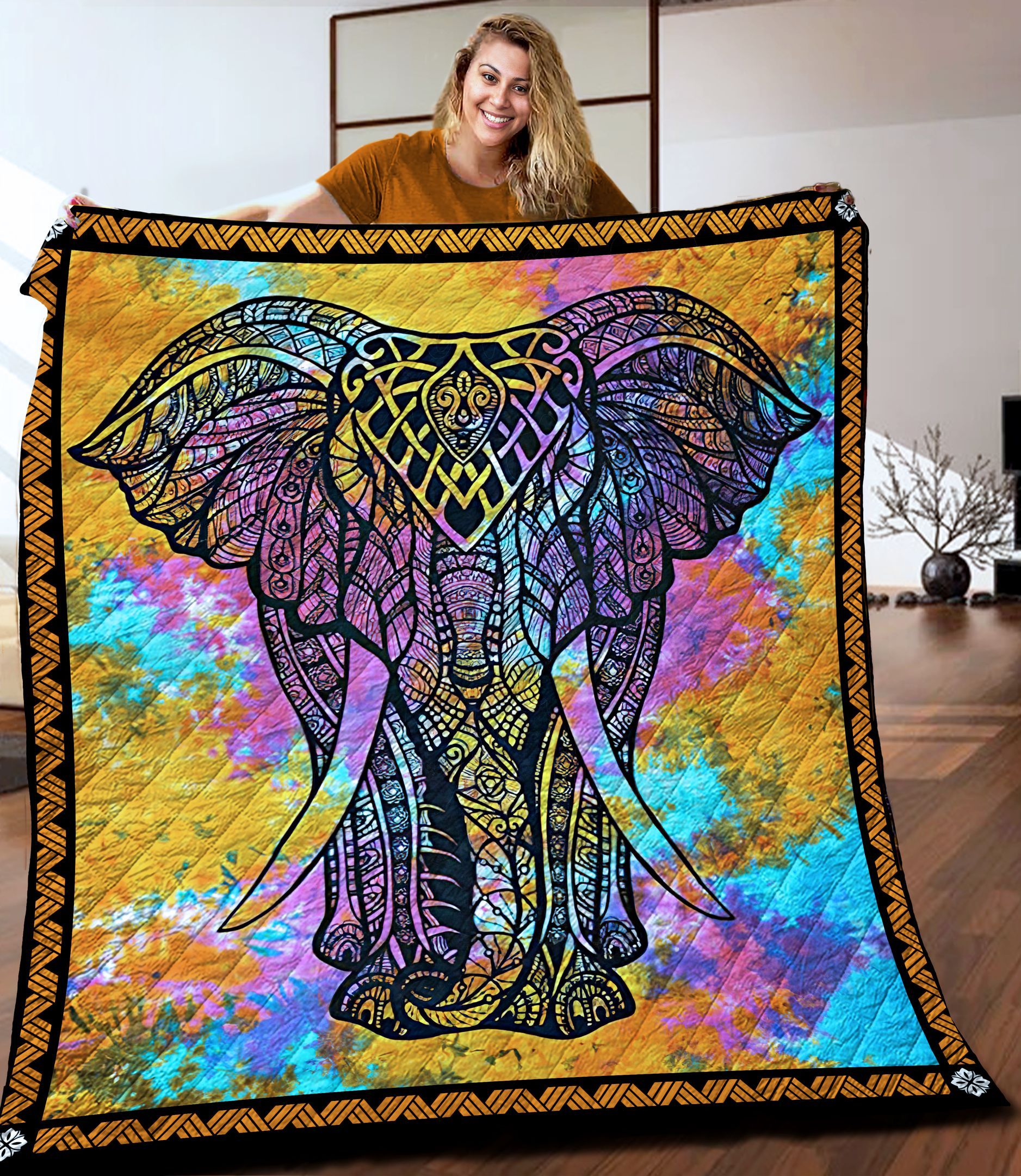 Hippie Elephant Quilt Blanket C9B040602Ct