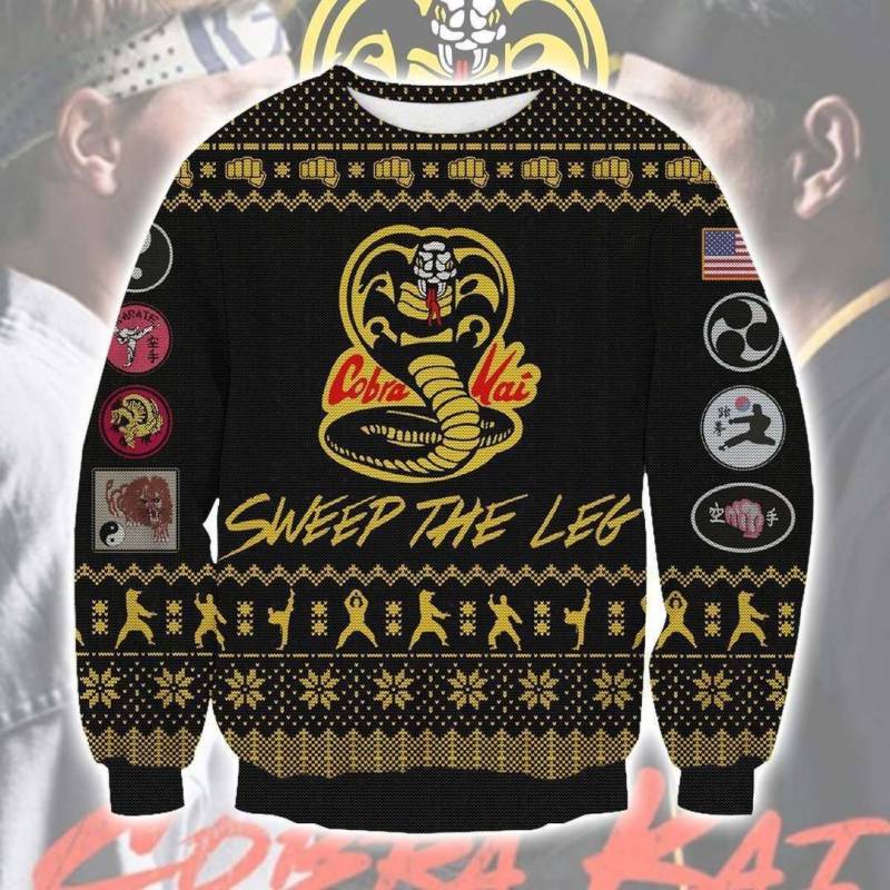 TKKTK0820 The Karate Kid Cobra Kai Knitting Pattern 3D Print Ugly Christmas Sweatshirt