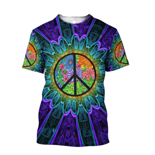 Colorful Peace Hippie 3D All Over Printed Shirt For Hippie Lovers, Hippie Style 3D Shirts, Gift For Men And Women