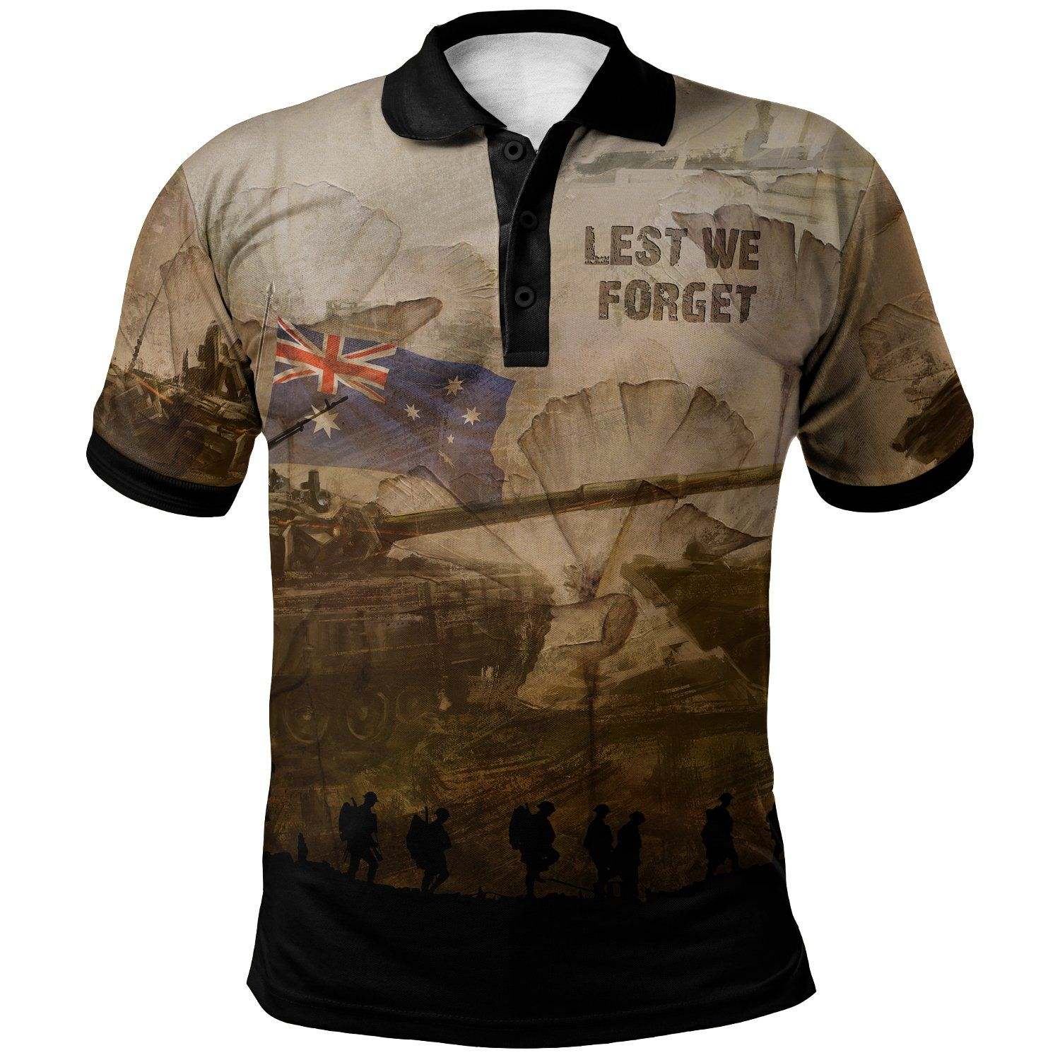 Anzac Day 2021 Polo Shirt – Lest We Forget Vintage Style -18