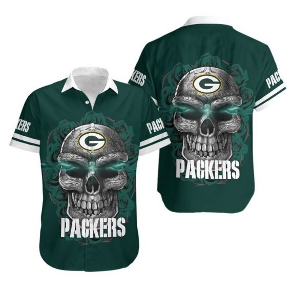 Gift For Husband Gift For Dad Green Bay Packers Sugar Skull Hawaiian Shirt Mh100