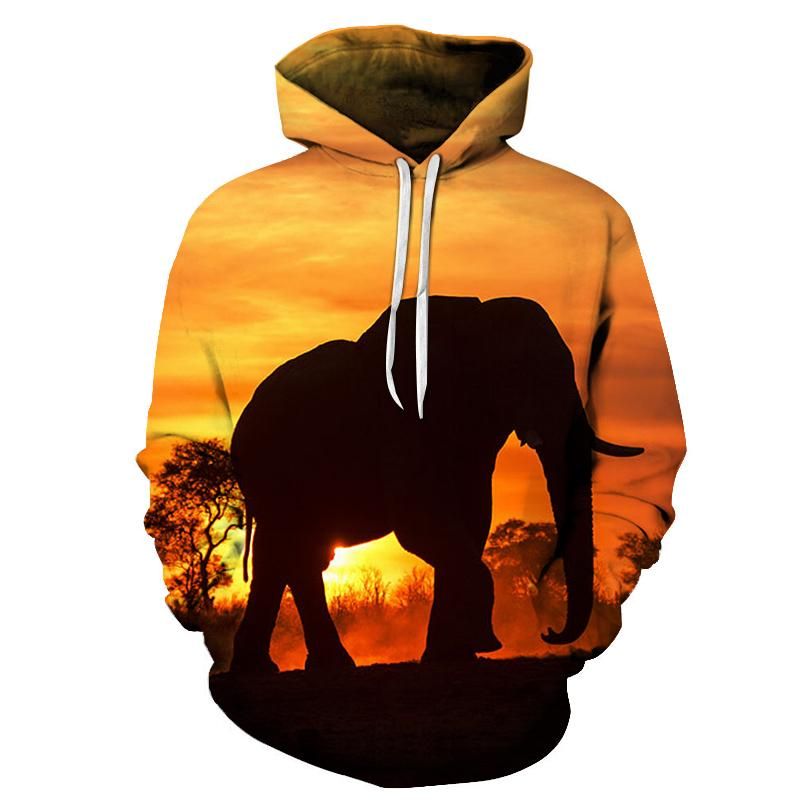 Sunsets Elephants 3D – Sweatshirt Hoodie Pullover