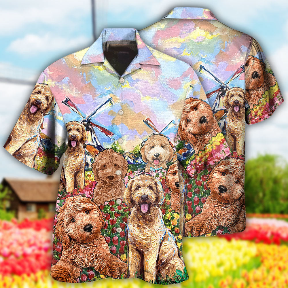 Lovely Goldendoodle Dog With Flowers Hawaii Shirt Ha23572