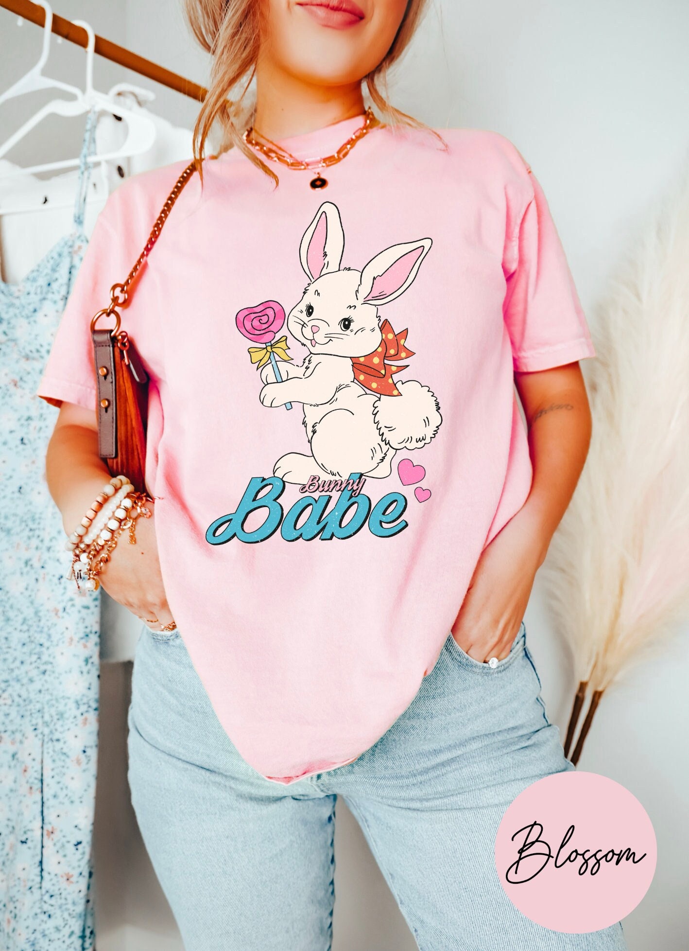 Bunny Babe Shirt for Easter, Easter bunny Womens Graphic Tee, Easter Rabbit Shirt, cute Easter Top, Matching Family Easter Outfits