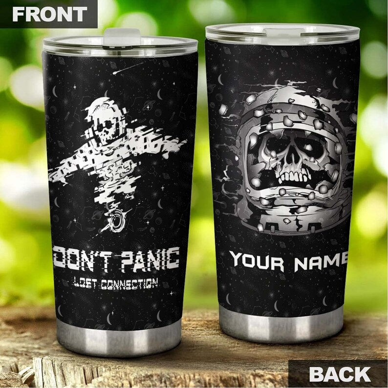 Skull Do Not Panic Lost Connection Personalized Tumbler-Skull Tumbler-Skull Birthday Gift Christmas Gift Mother’S Day Gift