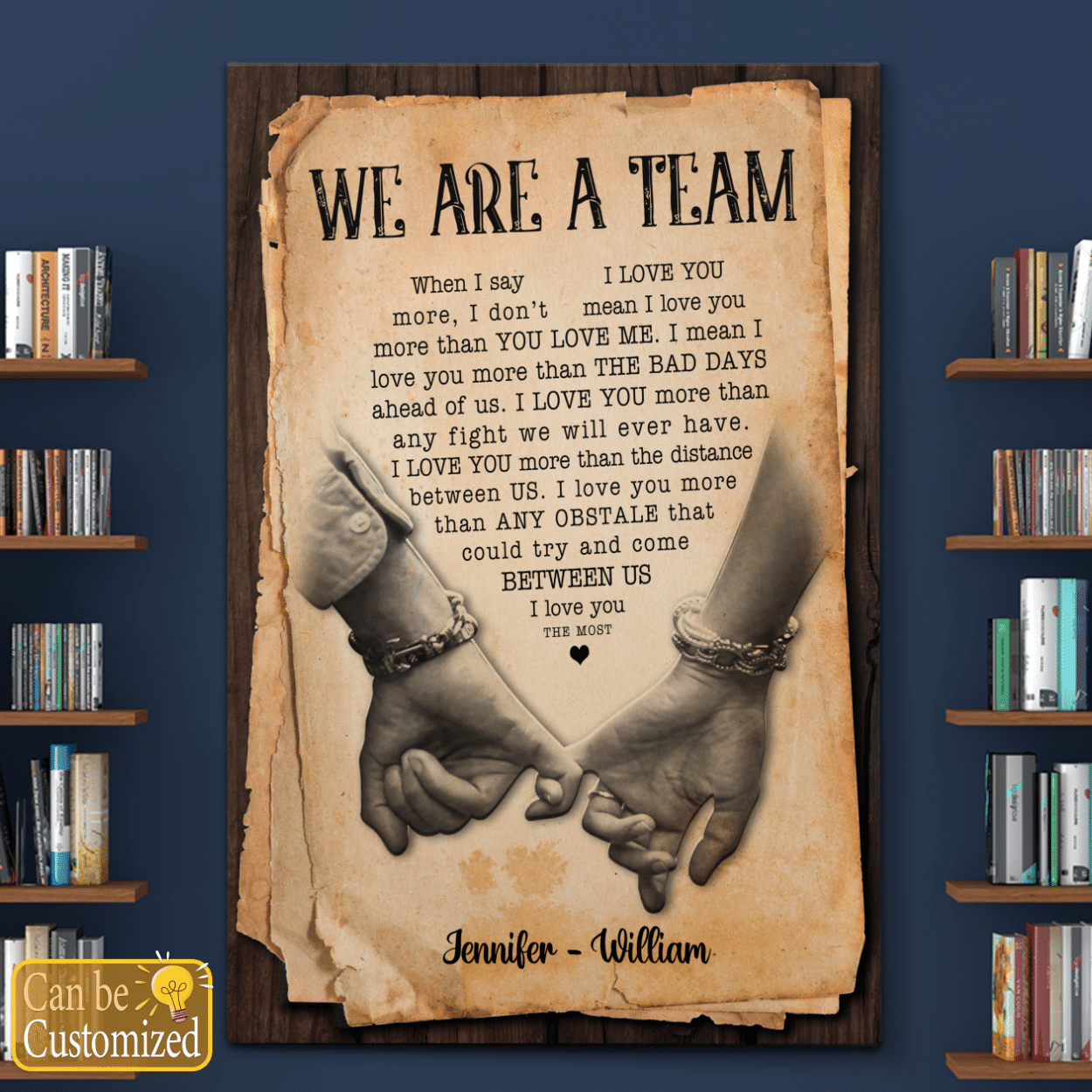 Personalized We’Re A Team Canvas Poster Anniversary Gifts For Couples Wall Decor Husband Wife Canvas Poster For Black Couple