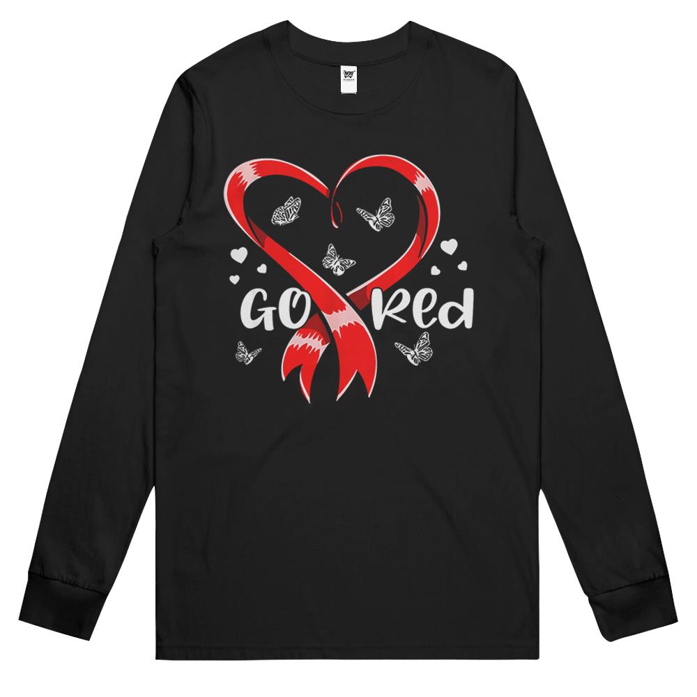 Go Red Heart Disease Awareness Gifts For Women Men Boys Long Sleeve T Shirts