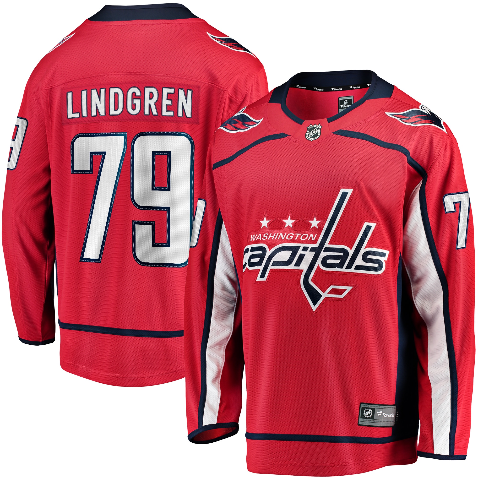 Men's Washington Capitals Charlie Lindgren Red Home Breakaway Player Jersey