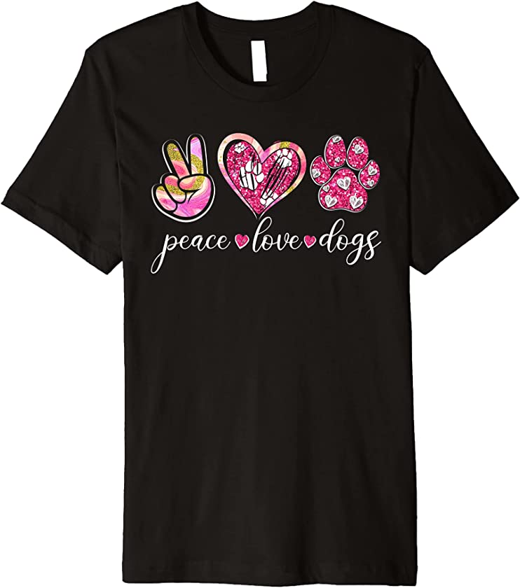 Dog Lover Peace Love Dogs Tie Dye Rescue Puppy Gifts Womens Premium T-Shirt