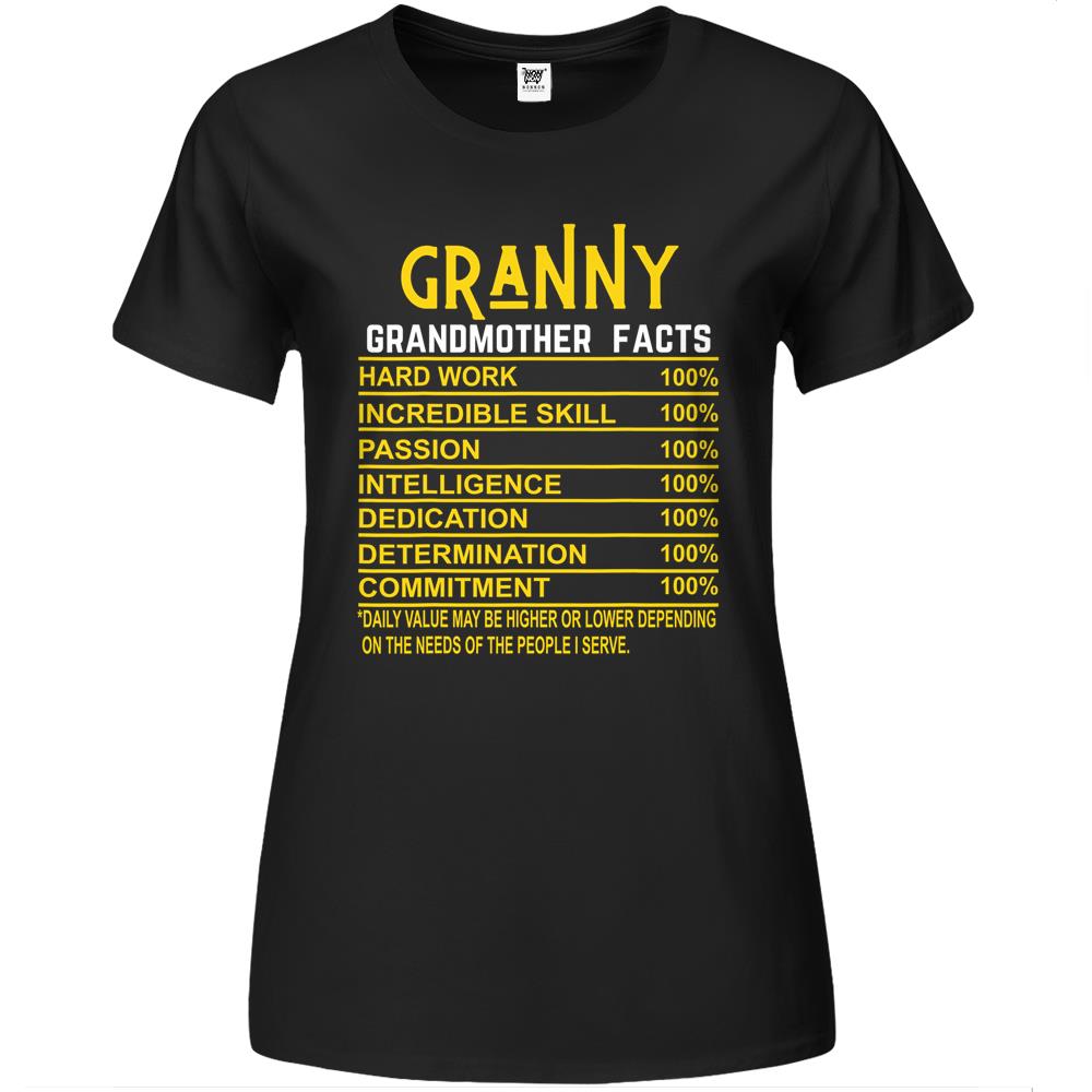 Nutritional Facts Shirt, Nutrition Facts Premium Womens T Shirts, Granny Grandmother Facts Grandma Nutritional Premium Womens T Shirts