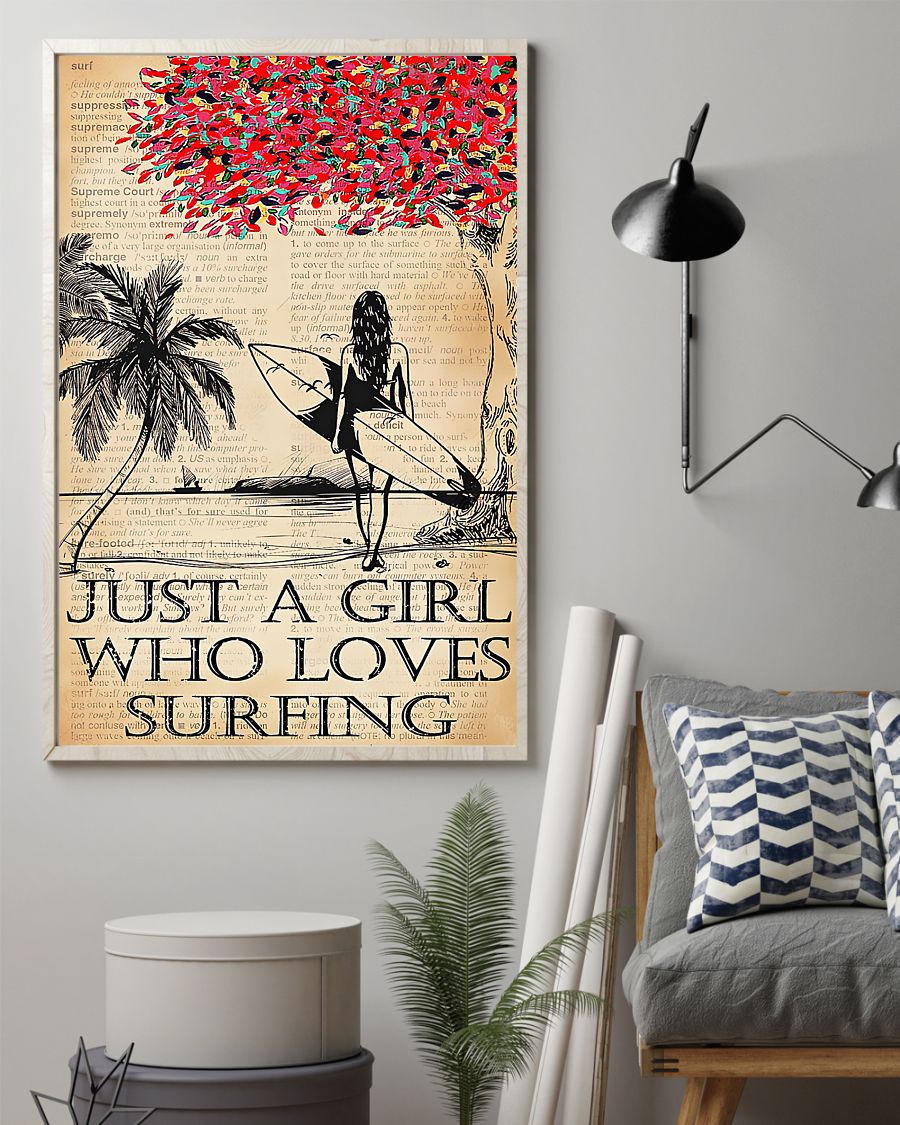 Surfer Just A Girl Who Loves Surfing Vertical Canvas And Poster | Wall Decor Visual Art