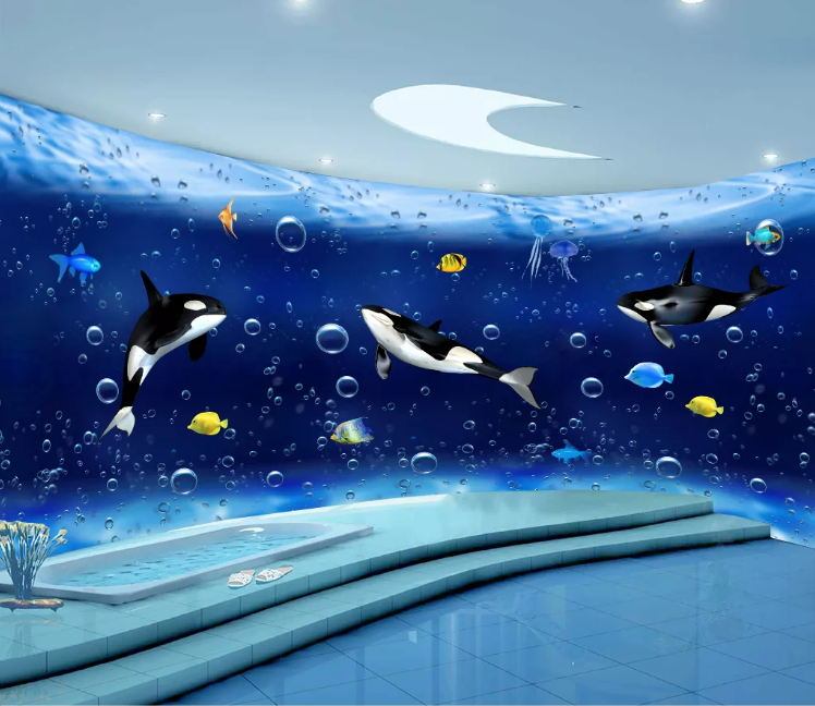 3D Blue Shark Fish Seabed Wall Mural Wallpaper Sf226