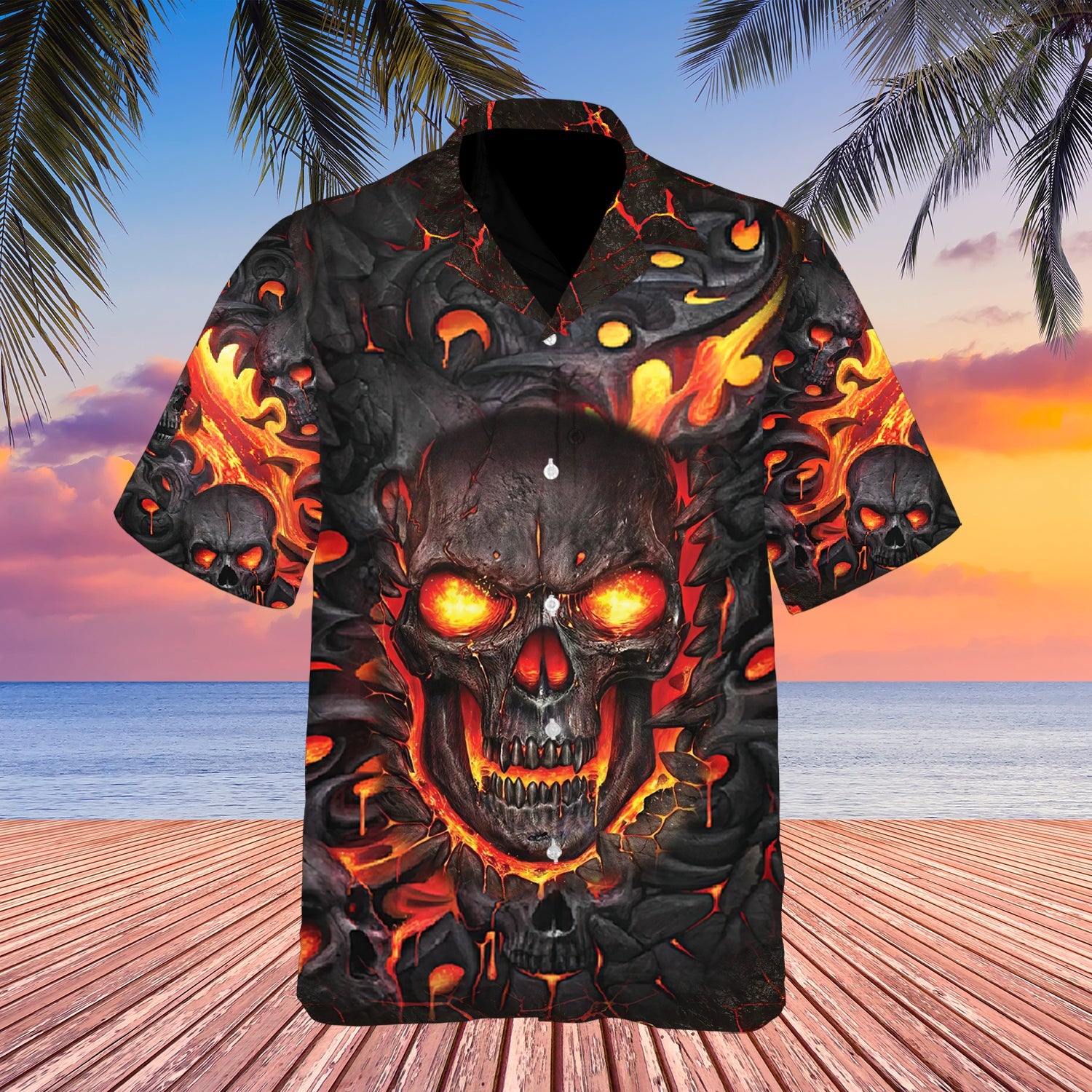 Burning Skull Hawaii Lover Hawaii Shirt For Men Women Ha7859