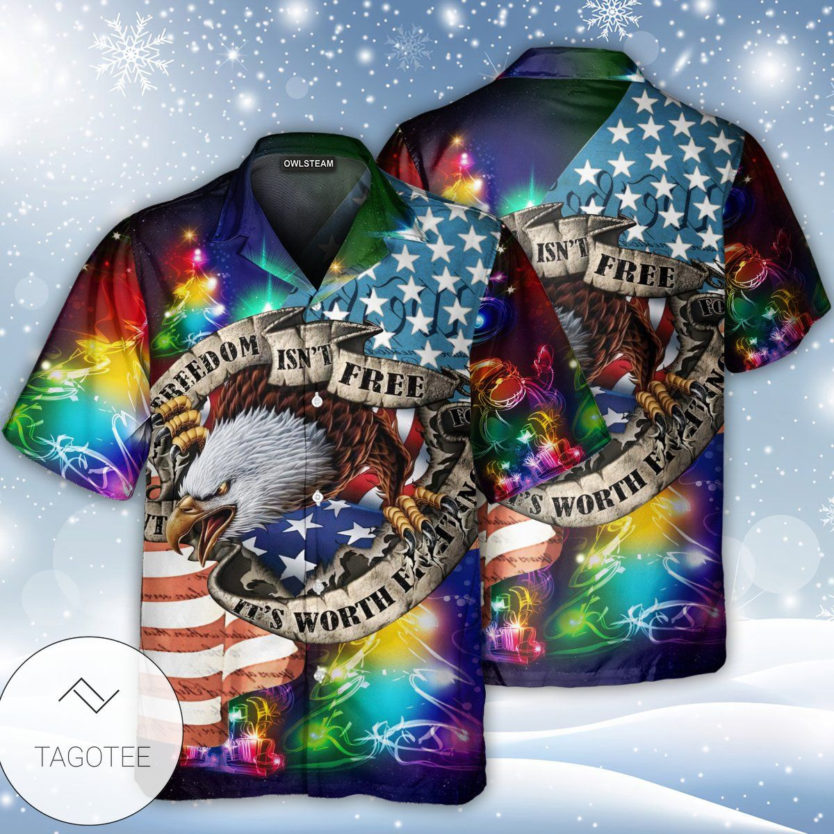 Christmas Hawaii America Freedom Eagle Button Up Shirt For Men Ha54572