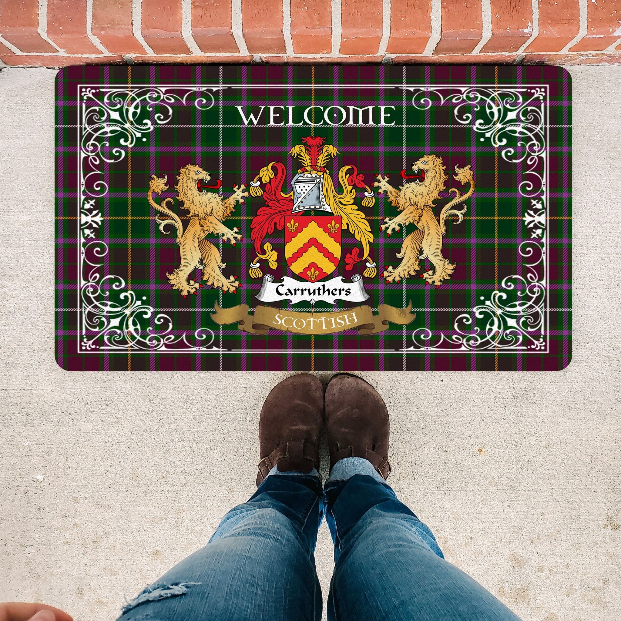 Scotstee Shop Tartan Door Mat The Family Carruthers Scottish Plaid Doormat, Welcome Mat, Christmas Door Mat