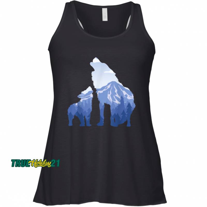 Wolf and Puppy  Mountains Nature Wilderness Winter Sports Women’s Tank Top